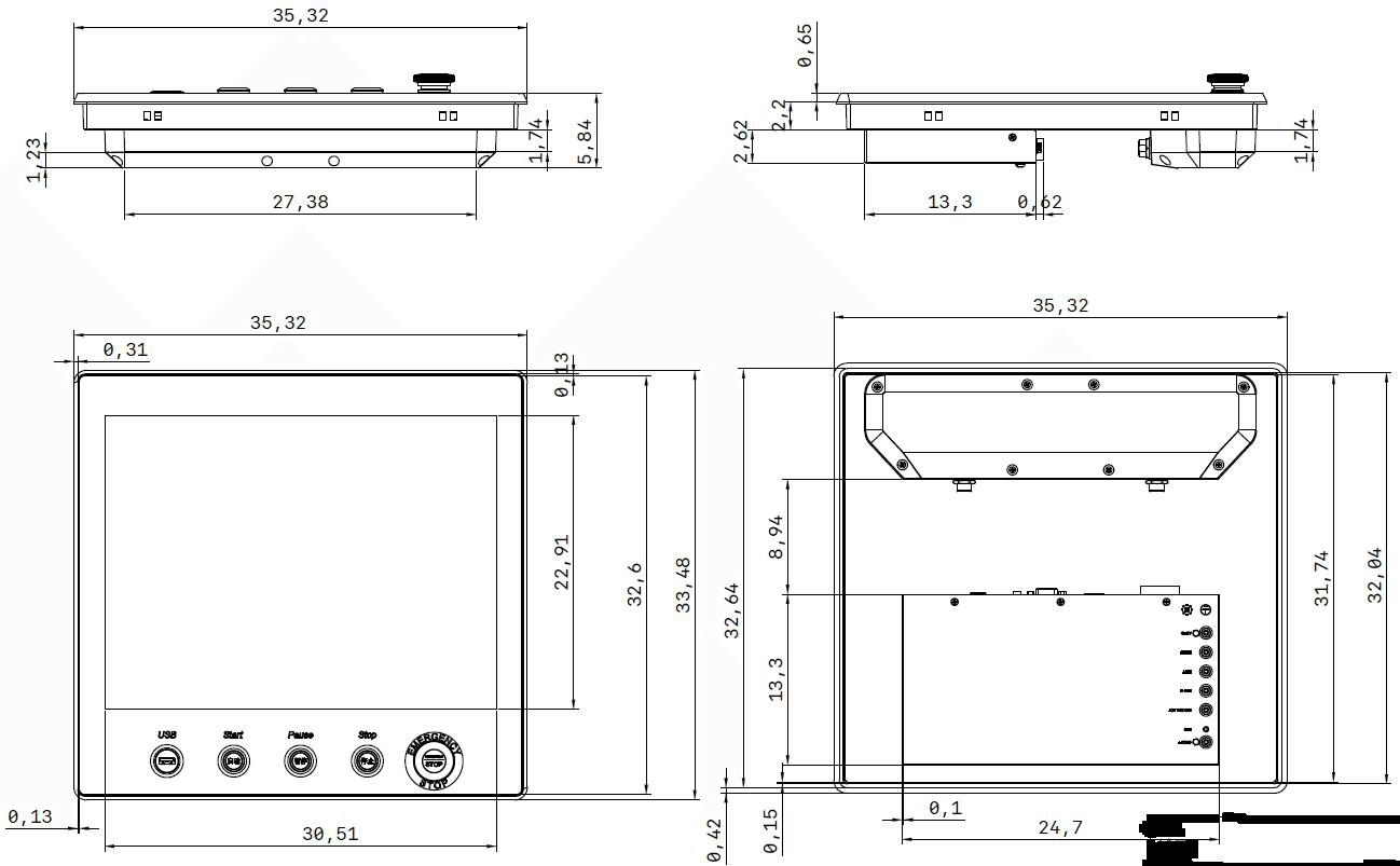 Industrial Display Dimensions